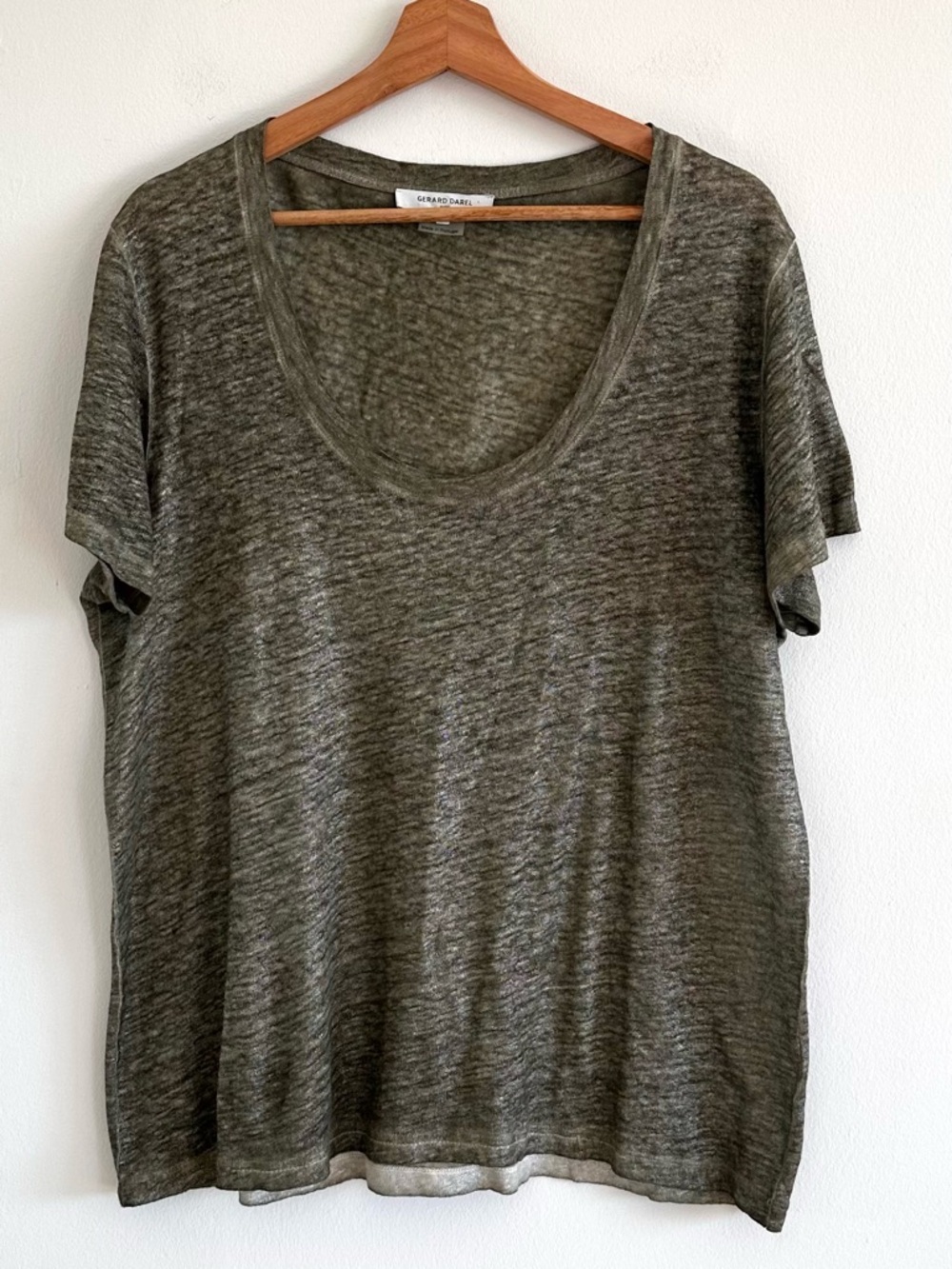 Gerard Darrel green metallic sheen linen T-shirt with lurex Large